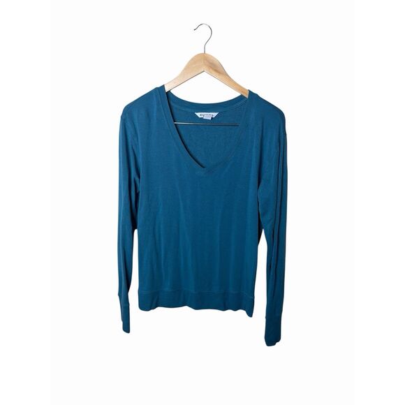 Athleta Sweaters - Athleta Sweatshirt Womens M Sunrise V Neck Pullover Teal Modal Blend Long Sleeve